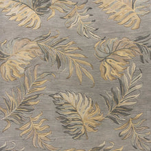 Grey Palm Leaves Wool Area Rug - 2' x 4'