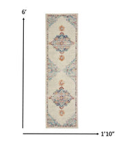Gray Distressed Medallion Runner Rug 2’ x 6’