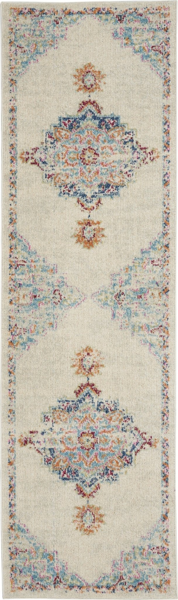 Gray Distressed Medallion Runner Rug 2’ x 6’