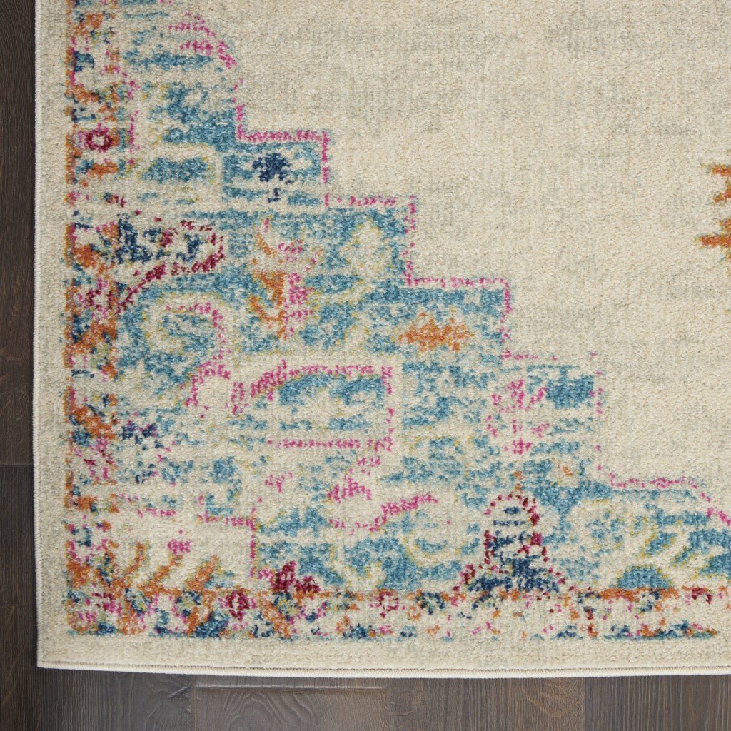 Gray Distressed Medallion Runner Rug 2’ x 6’