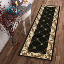 Black Fleur de Lis Runner Rug - 2' x 8'