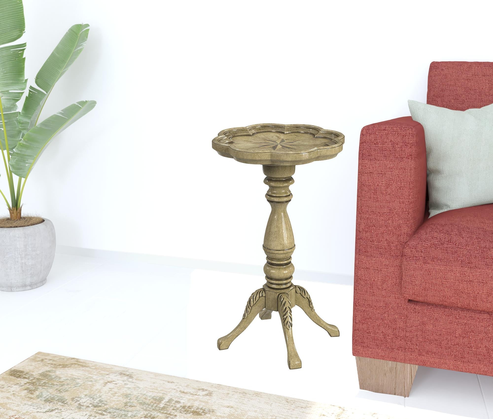 20" Beige Manufactured Wood Round End Table