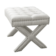 Cream White 100% Linen Tufted Ottoman 20