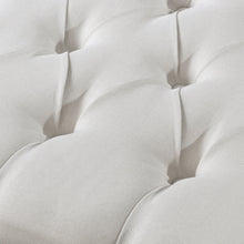 Cream White 100% Linen Tufted Ottoman 20