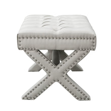 Cream White 100% Linen Tufted Ottoman 20
