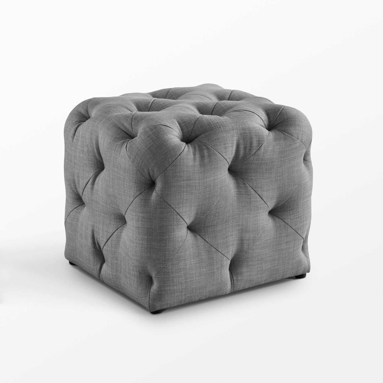 20" Light Gray Linen Cube Ottoman