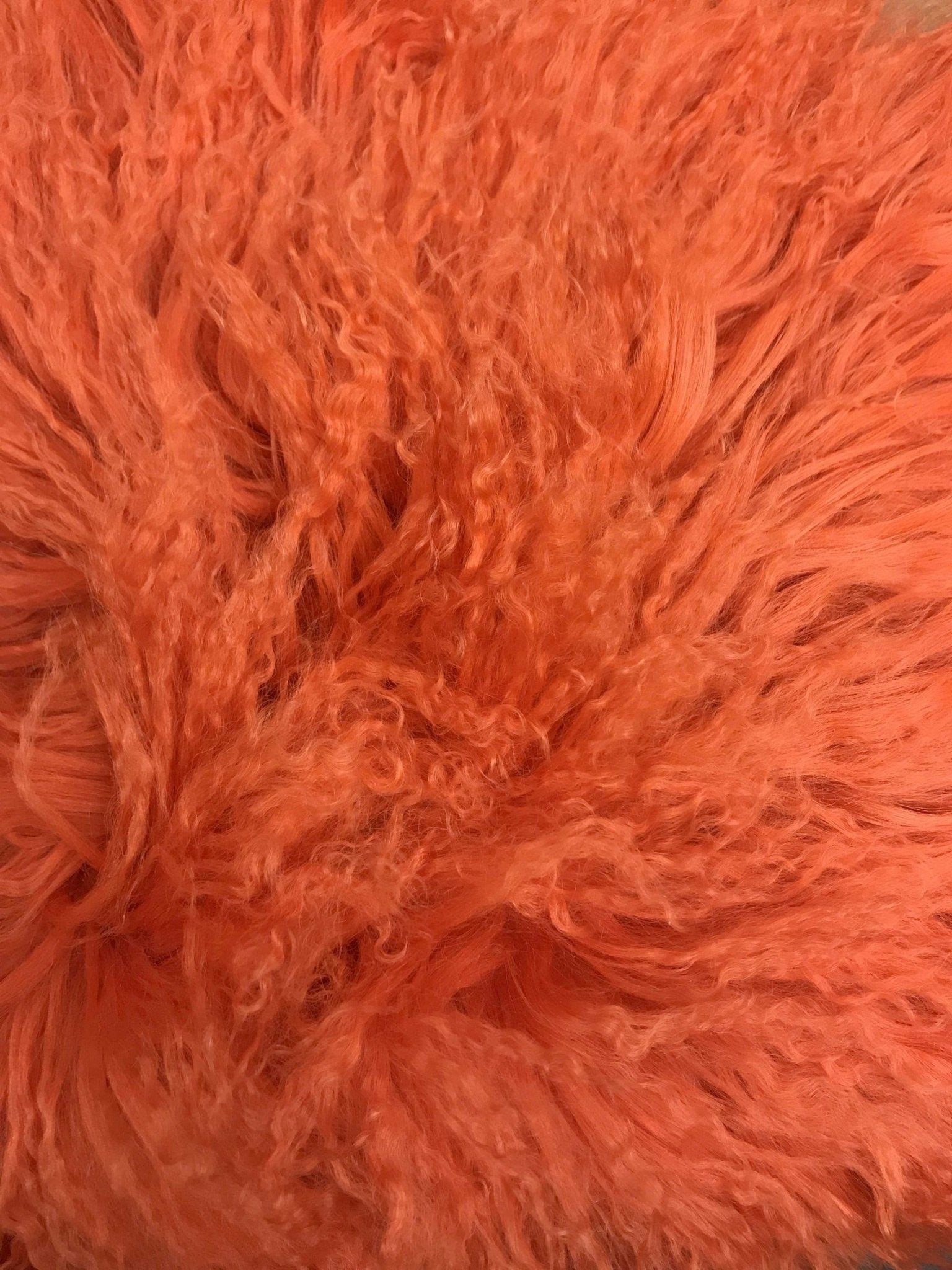 Orange Genuine Tibetan Lamb Fur Pillow with Microsuede Backing 20"