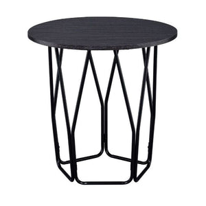 22" Black And Espresso Manufactured Wood And Metal Round End Table