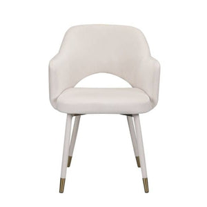 22" Cream Velvet And Gold Solid Color Parsons Chair