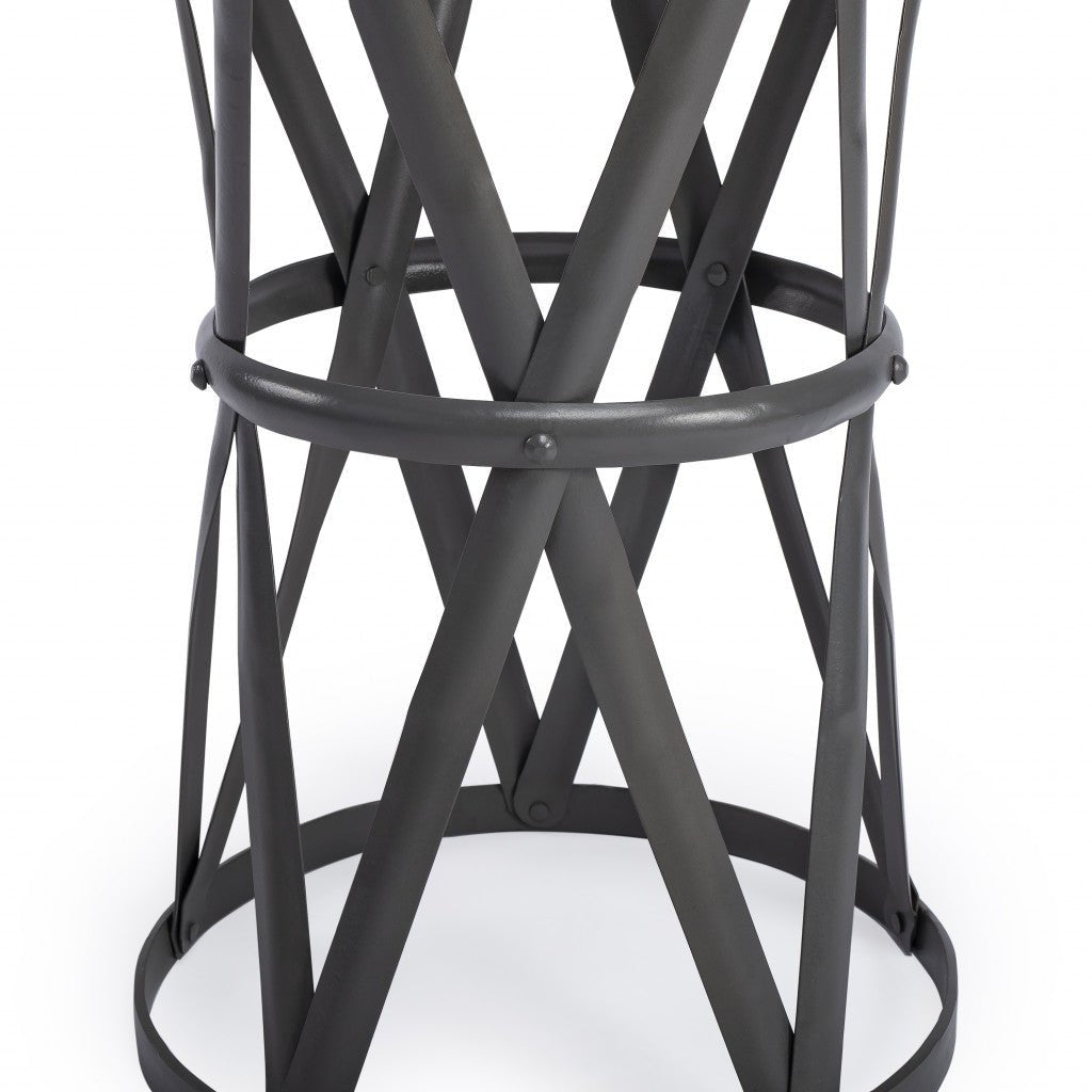 22" Gray Iron Hourglass Base Round Top End Table