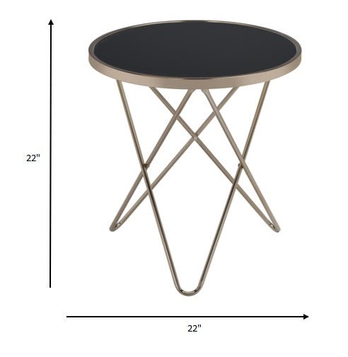 22" X 22" X 22" Frosted Glass And Champagne End Table