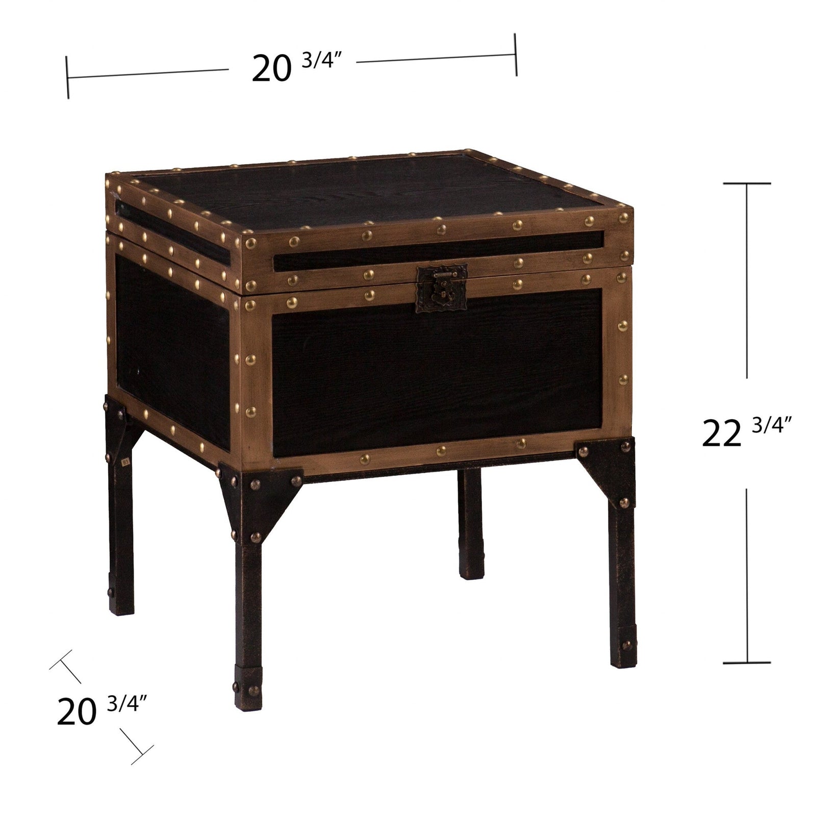23" Black Manufactured Wood And Iron Square End Table