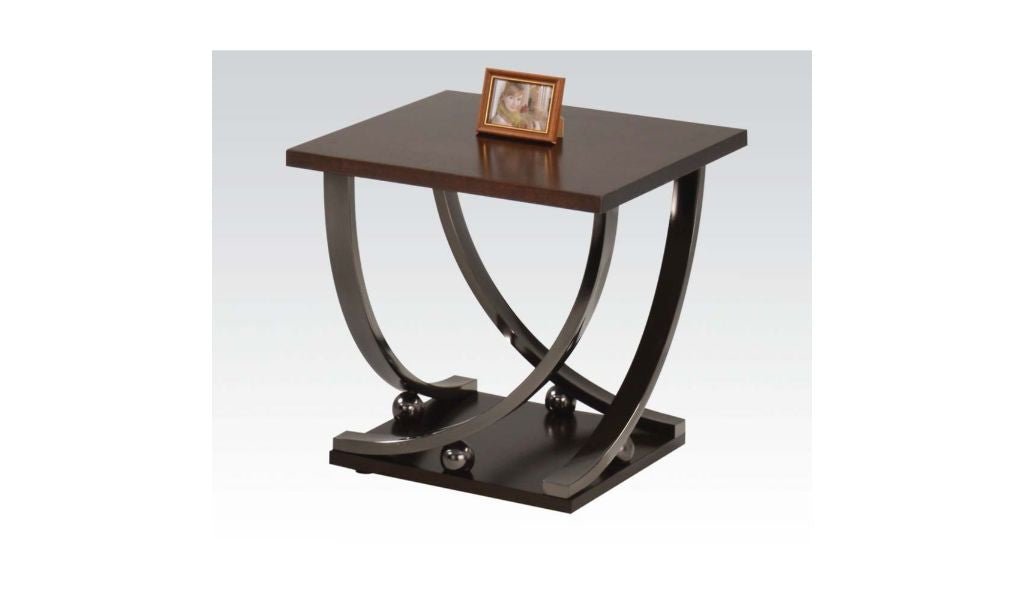 23" Black Nickel And Clear Glass Square End Table With Shelf