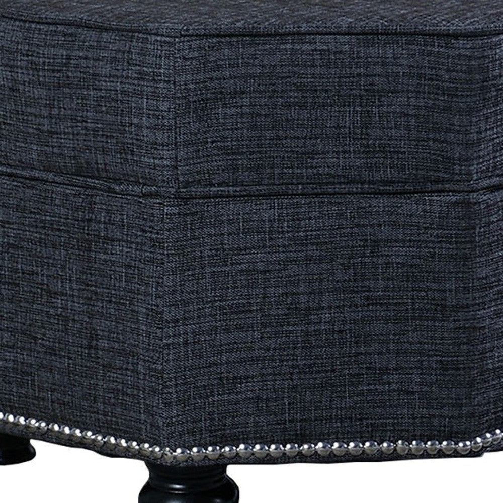 23" Blue Gray Polyester Blend And Black Specialty Storage Ottoman