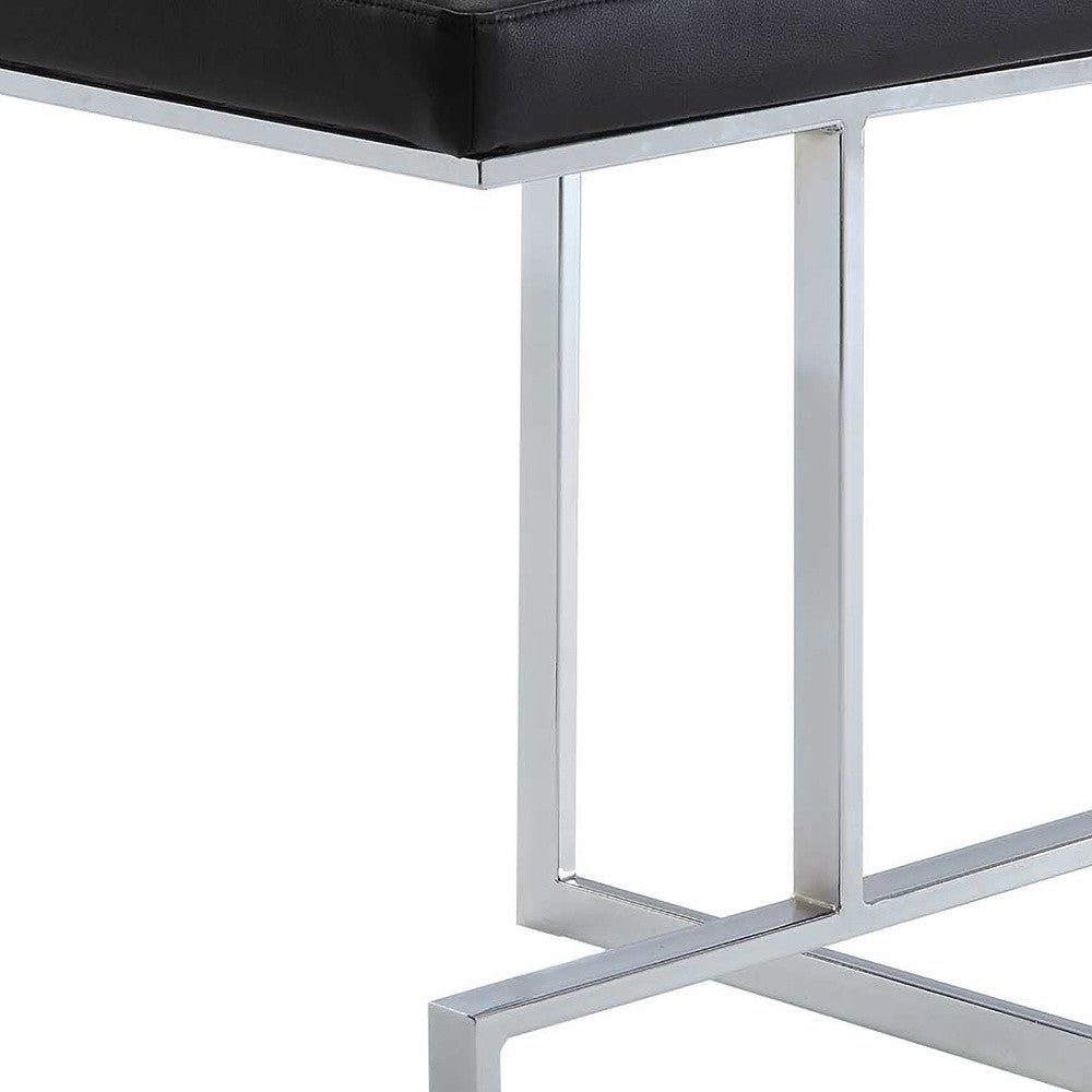 24" Black Faux Leather And Steel Backless Counter Height Bar Chair