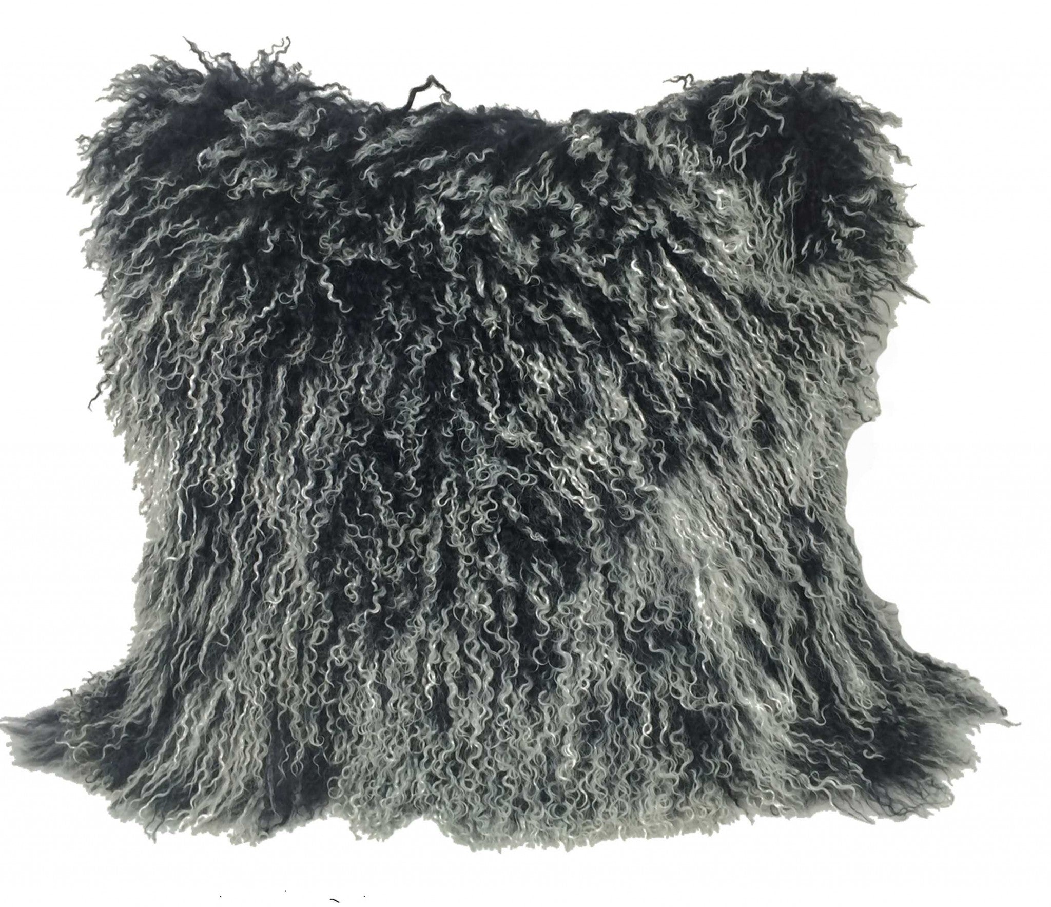 Black Genuine Tibetan Lamb Fur Pillow with Microsuede Backing 24"