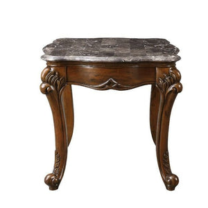 24" Cherry And Brown Marble Polyresin Rectangular End Table
