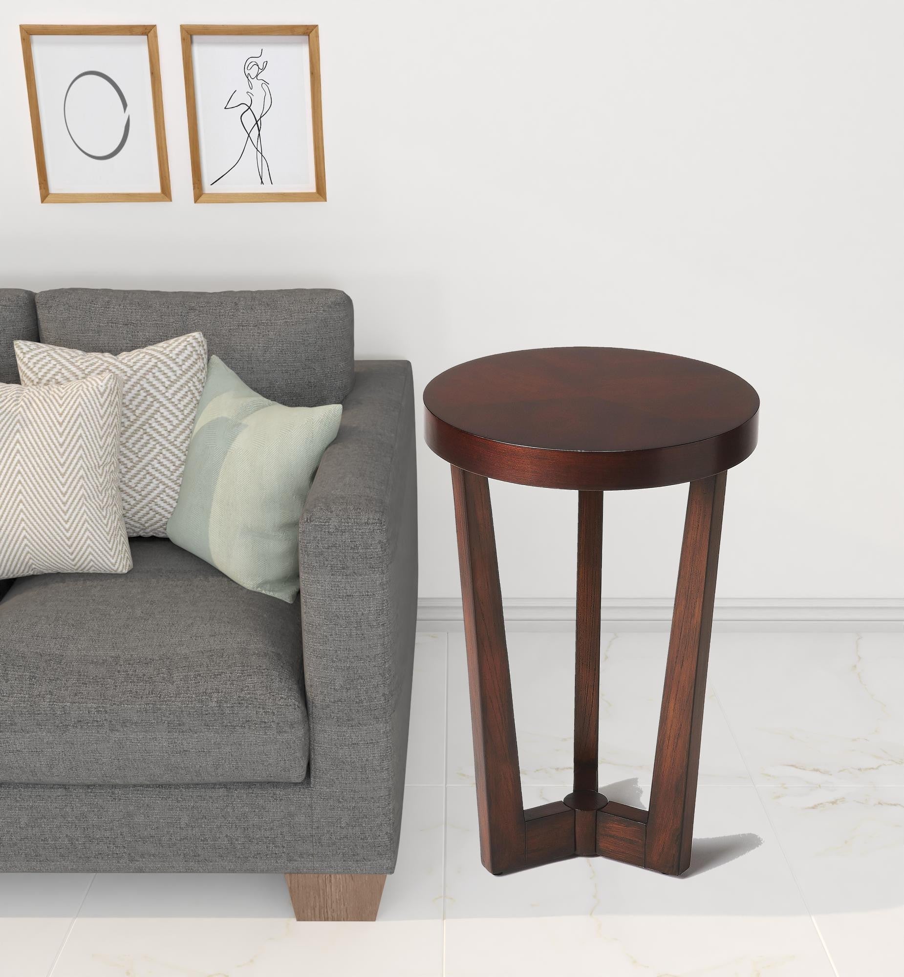 24" Cherry Manufactured Wood Round End Table