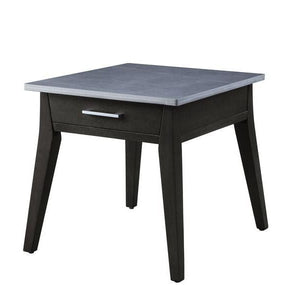 24" Dark Brown And Gray Sintered Stone Manufactured Wood Rectangular End Table With Drawer