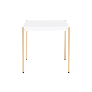 24" Gold And White Manufactured Wood Square End Table