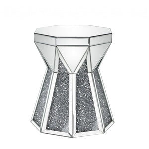 24" Gray And Silver Mirrored Octagon End Table