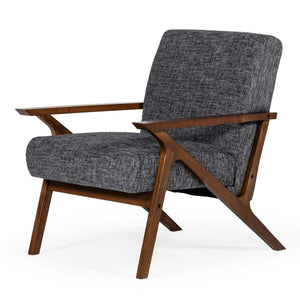 24" Grey And Walnut Solid Color Arm Chair