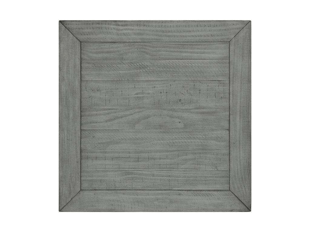 24" Grey Solid Wood Square End Table With Drawer And Shelf