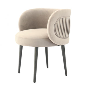 24" Grey Velvet And Black Solid Color Arm Chair