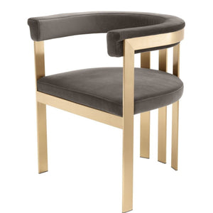 24" Grey Velvet And Gold Arm Chair