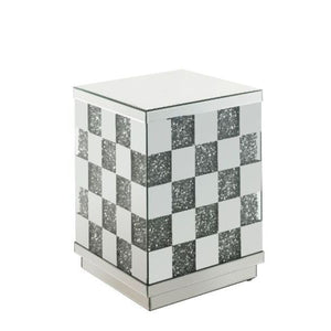 24" Mirrored And Manufactured Wood Octagon End Table