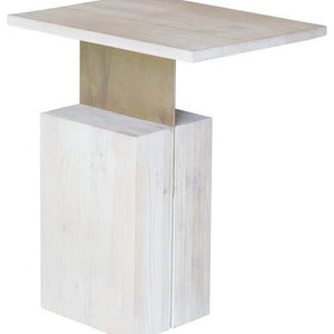 24" Natural and Gold Solid Wood Rectangular End Table