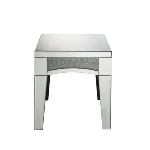 24" Silver Mirrored And Manufactured Wood Square End Table