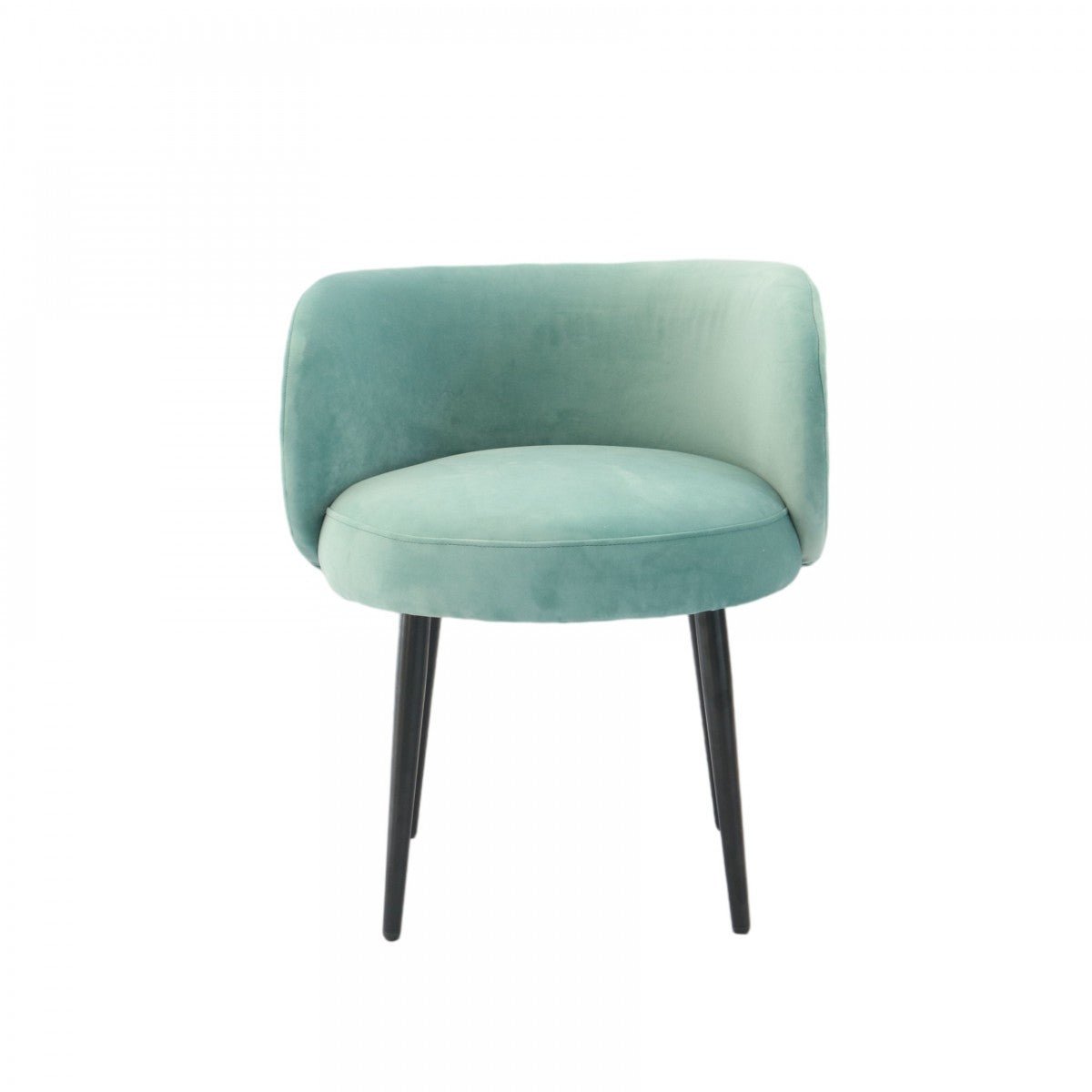 24" Teal Velvet And Black Solid Color Arm Chair