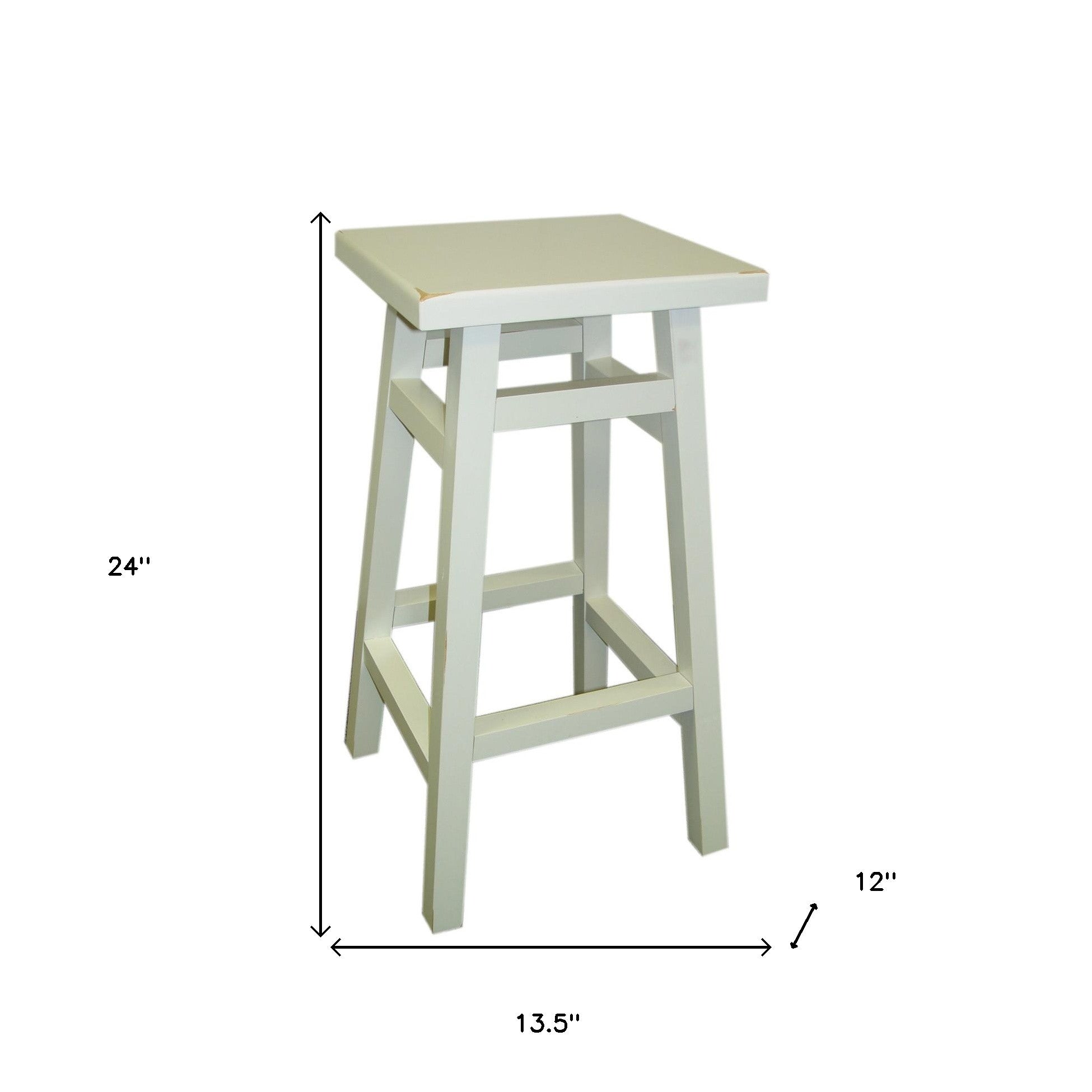 24" White Backless Counter Height Bar Chair With Footrest