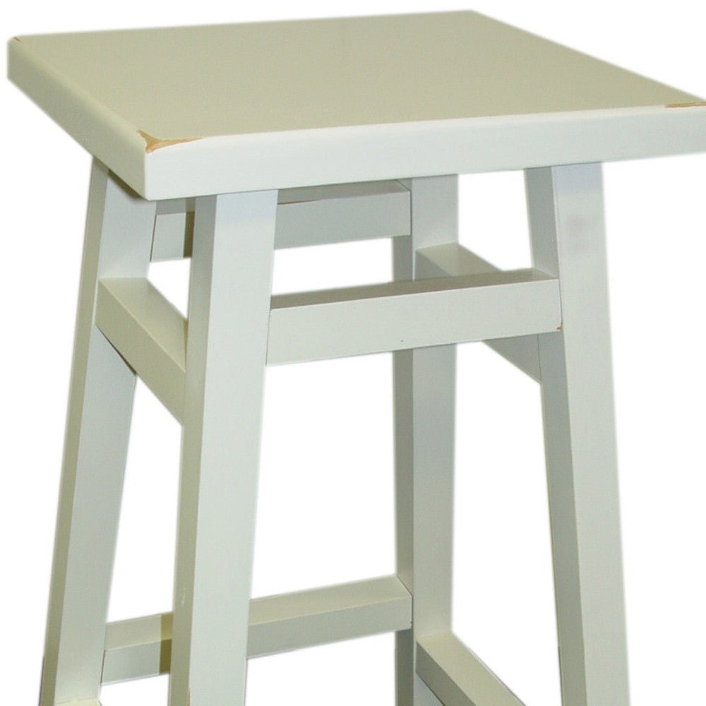 24" White Backless Counter Height Bar Chair With Footrest