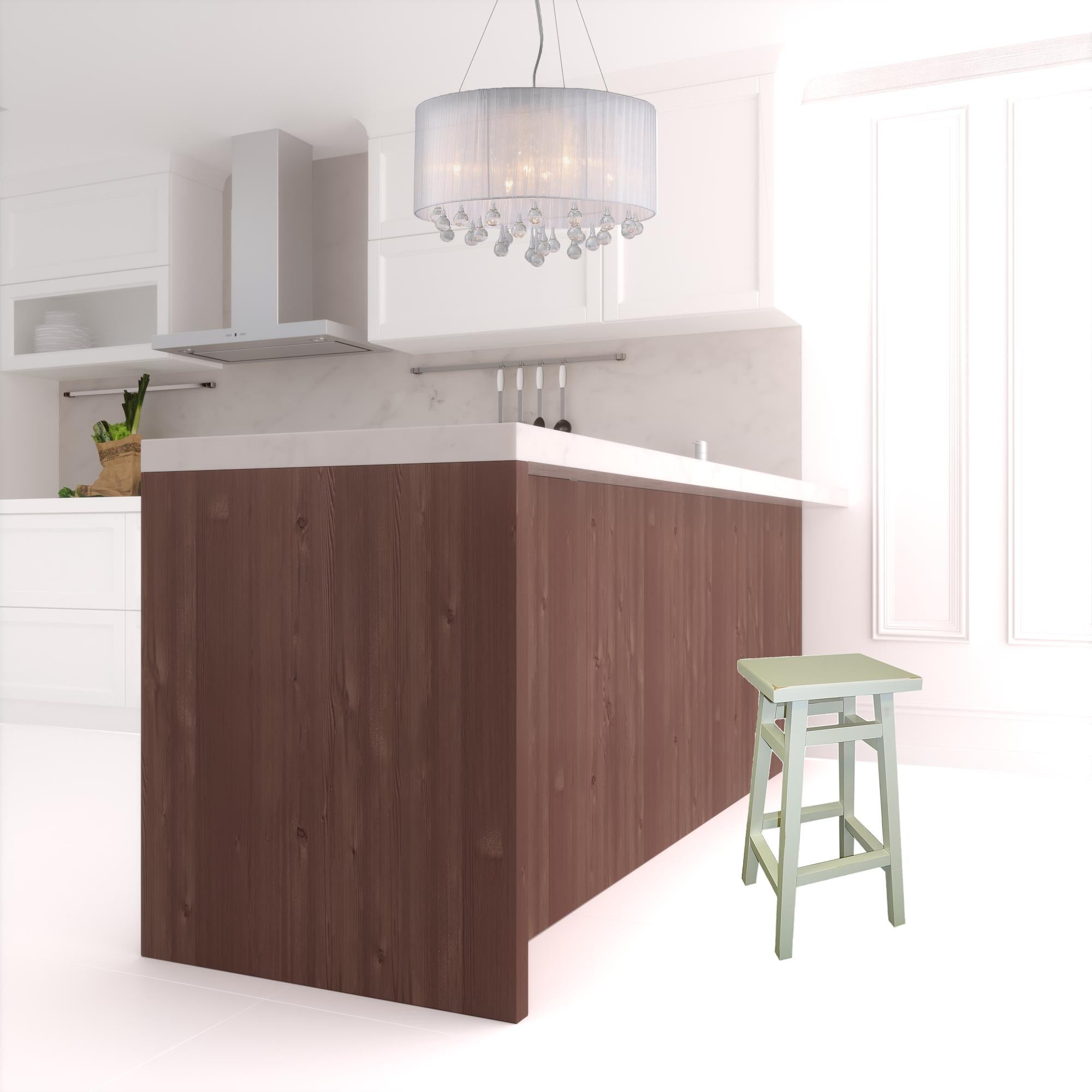 24" White Backless Counter Height Bar Chair With Footrest