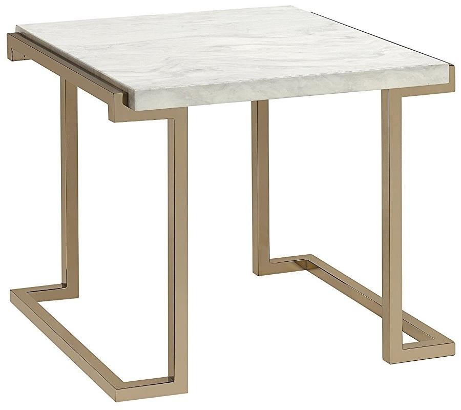 24" X 22" X 22'Faux Marble Champagne End Table