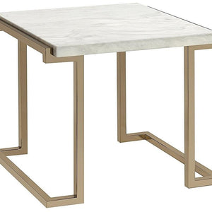 24" X 22" X 22'Faux Marble Champagne End Table
