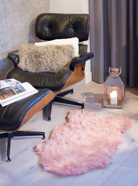 Dusty Rose Faux Sheepskin Area Rug - 24" x 36" x 1.5"