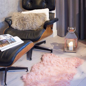 Dusty Rose Faux Sheepskin Area Rug - 24" x 36" x 1.5"