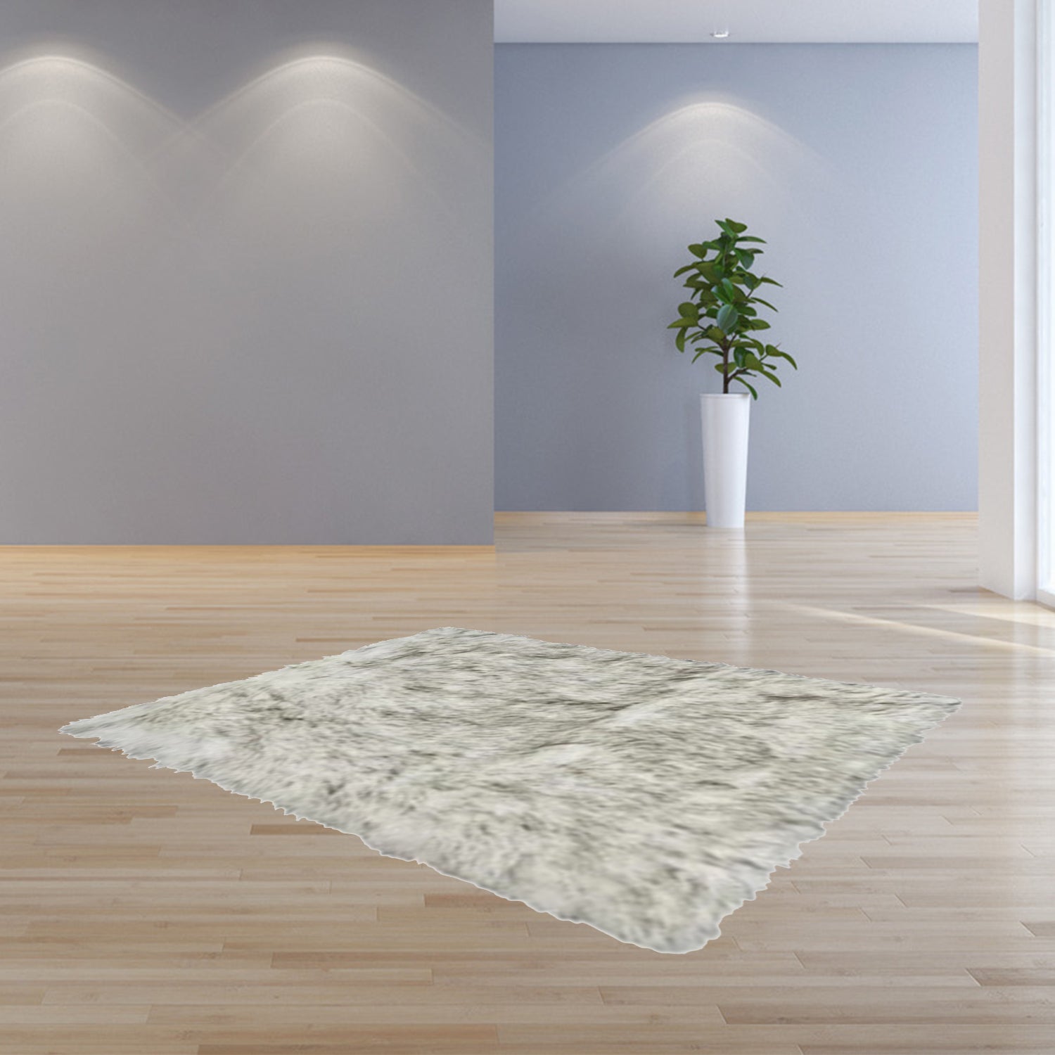 Grey Faux Rectangular Area Rug - 24" x 36" x 1.5"