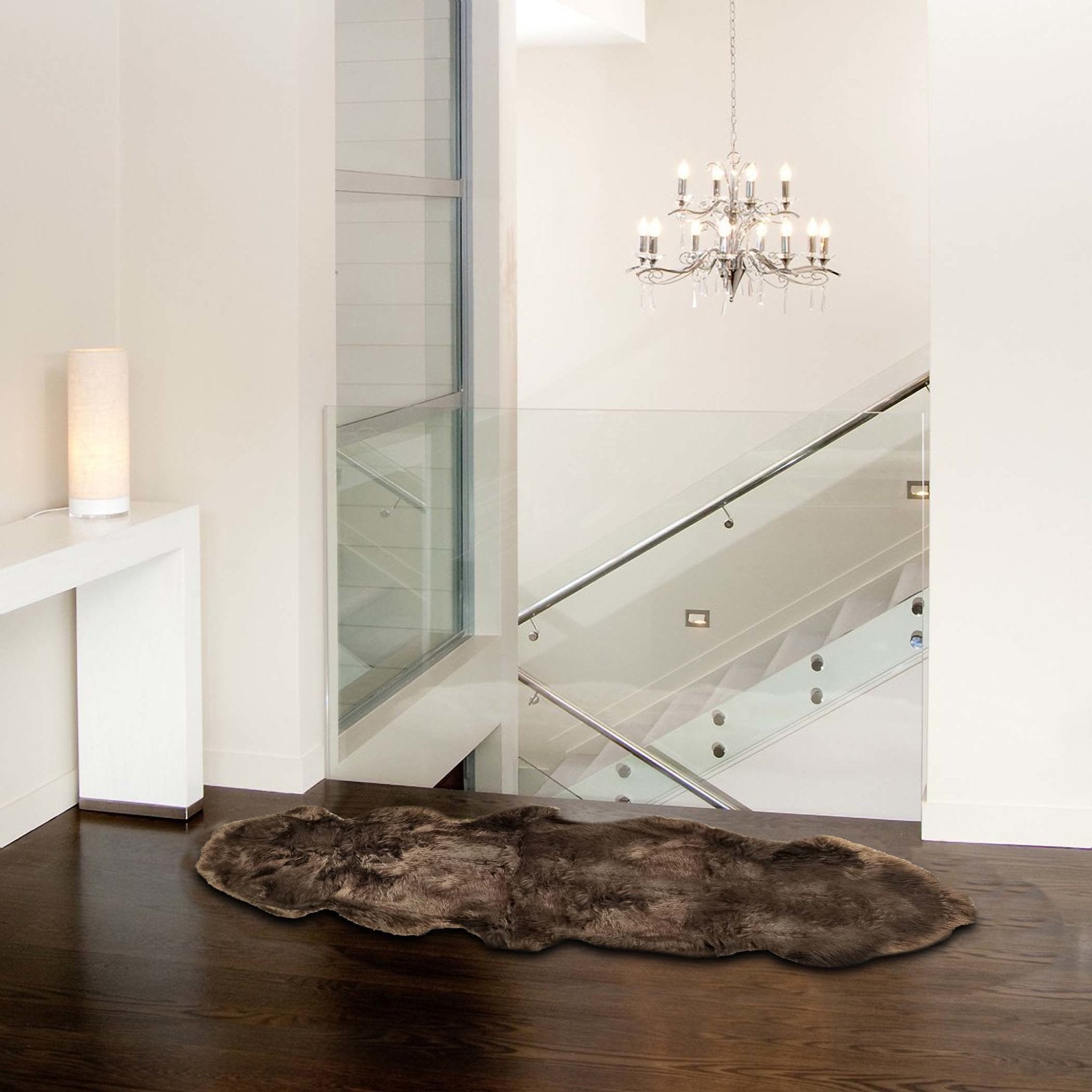 Chocolate Double Sheepskin Area Rug - 24" x 72" x 2"