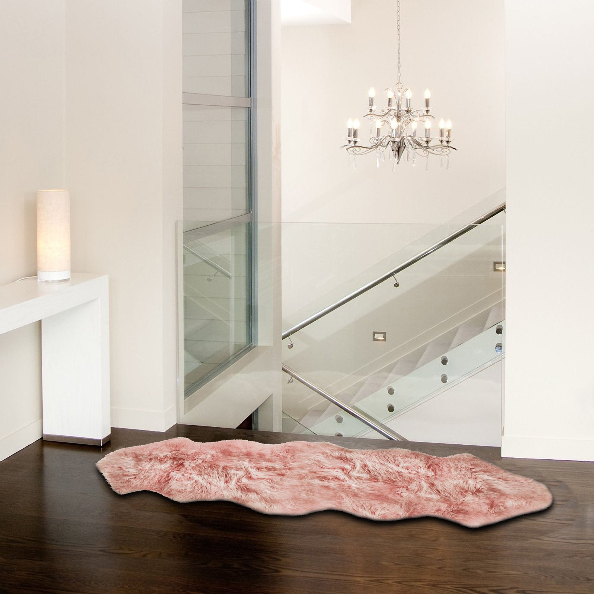 Pink Double Sheepskin Area Rug - 24" x 72" x 2"