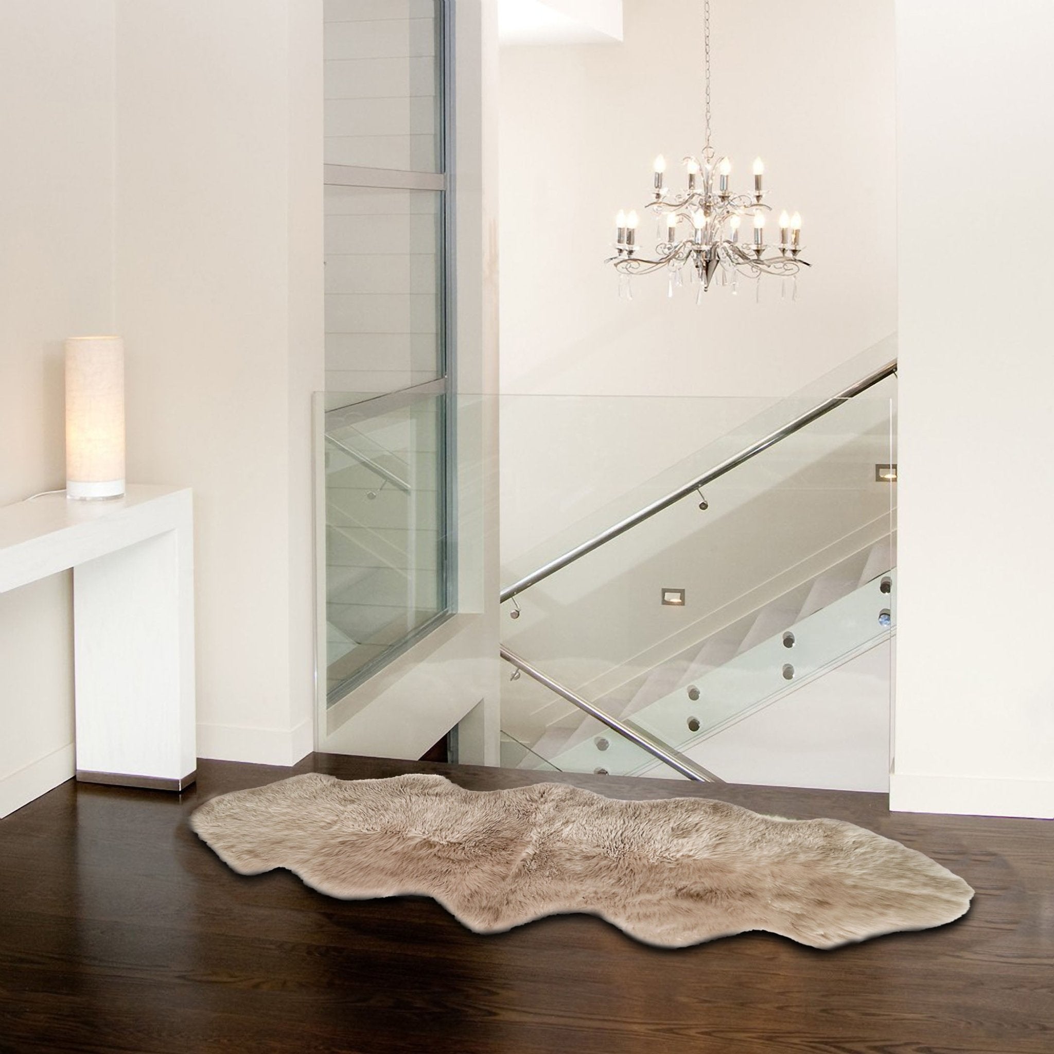 Taupe Double Sheepskin Area Rug - 24" x 72" x 2"