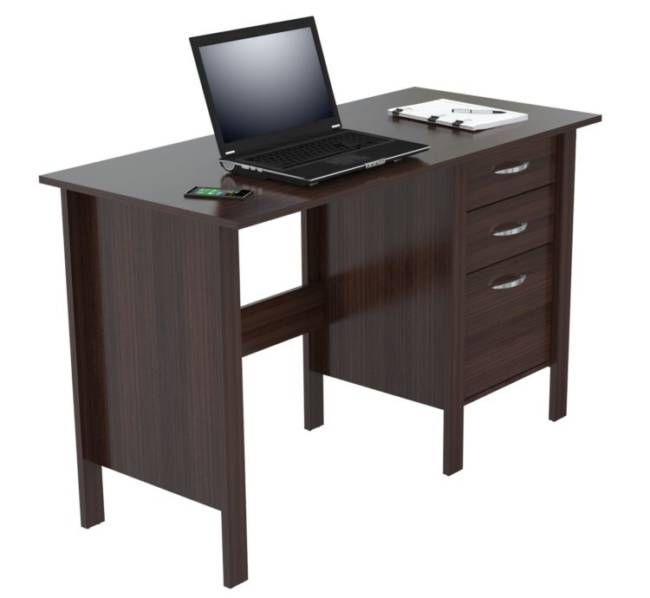 47" Espresso Mirrored Computer Desk With Three Drawers
