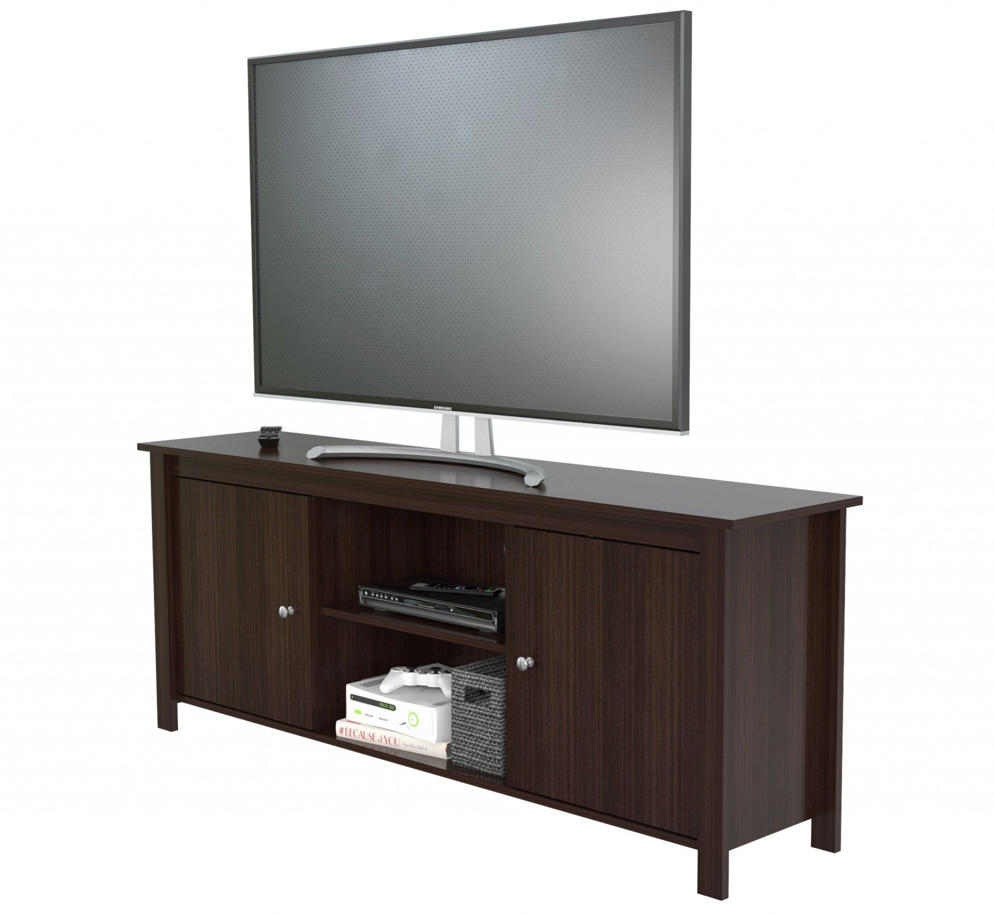 Espresso Finish Wood Media Center And Tv Stand