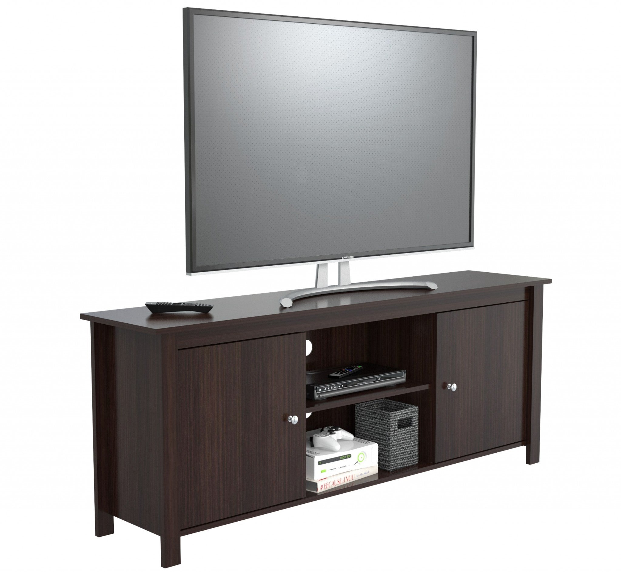 Espresso Finish Wood Media Center And Tv Stand