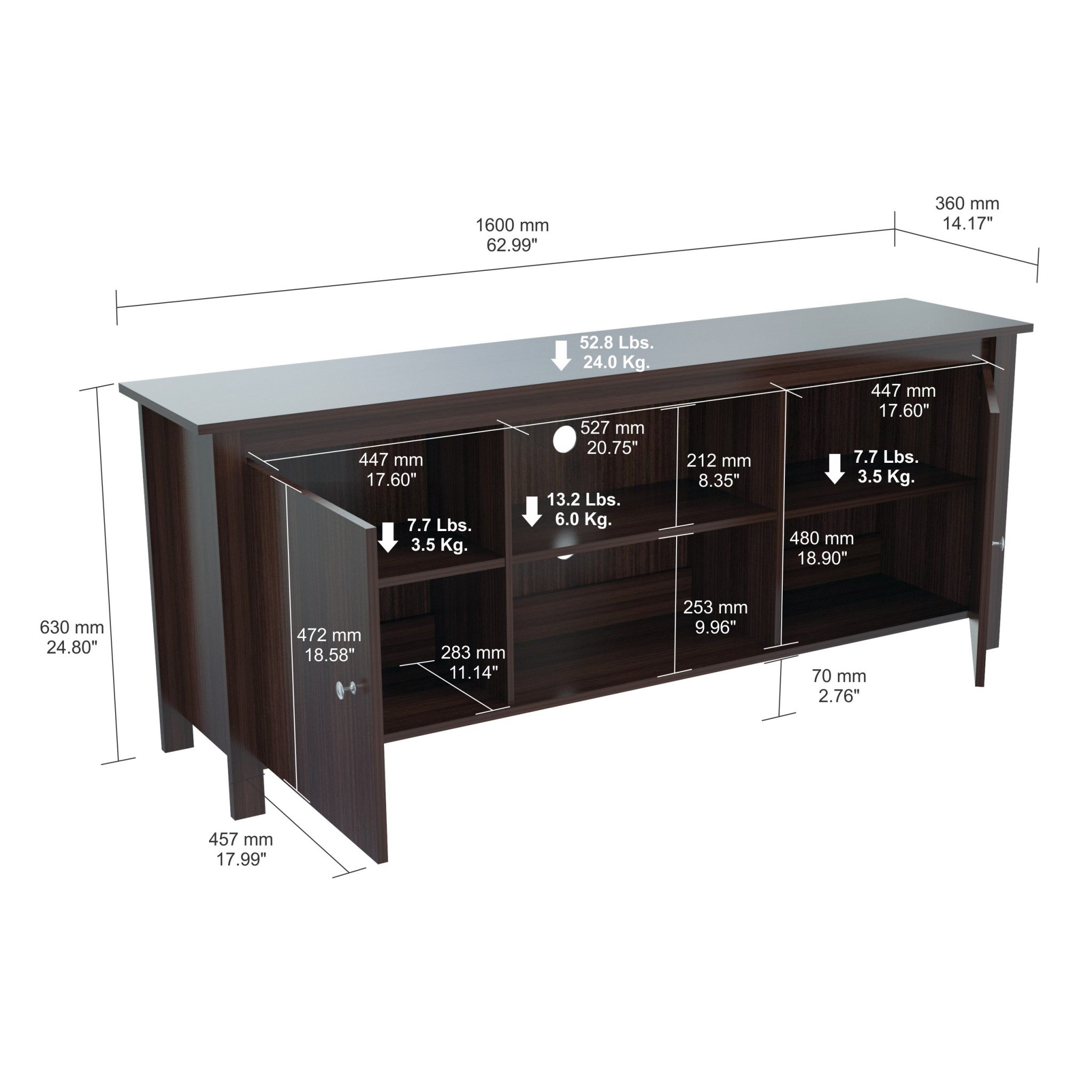 Espresso Finish Wood Media Center And Tv Stand