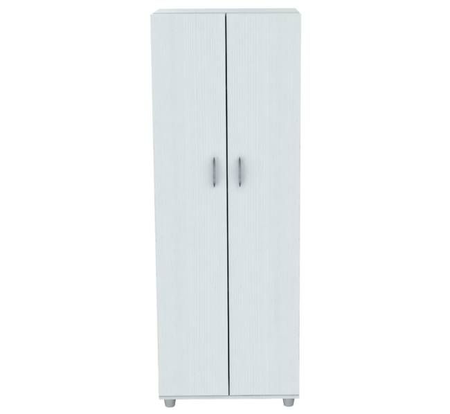 White Finish Wood Storage Cabinet With Two Doors