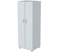 White Finish Wood Storage Cabinet With Two Doors